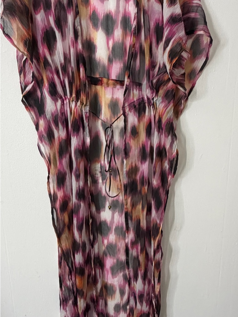 Sheer Pink Multi-Color Printed Swim Coverup